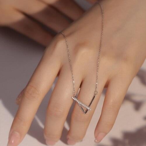 925 Sterling Silver Necklace for Women Exquisite Micro Zircon Letter Pendant Clavicle Chain Necklace Simple Fashion Jewelry