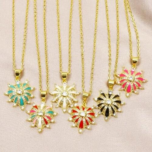 6 Pcs Enamel Zirconia Heart Crown style Pendant Necklace Gold color pendant Jewelry Necklace New design 51830