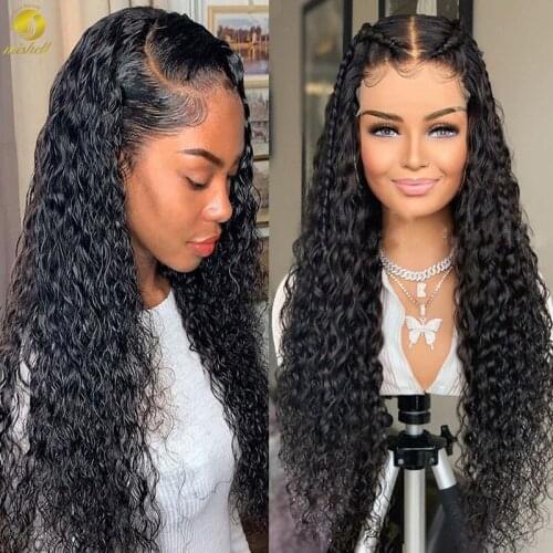 13x4 Curly Human Hair Wigs Brazilian Deep Wave Human Hair Wig Pre Plucked For Black Women Glueless Frontal Wigs