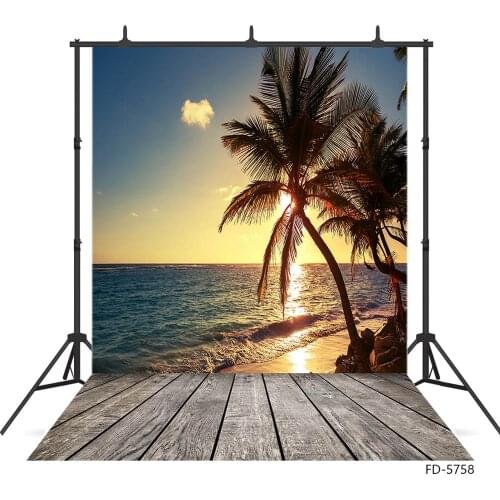 Beach Coconut Tree Wooden Plank Photography Background Vinyl Backdrop for Children Baby Portrait Photophone Scenic Photo Studio