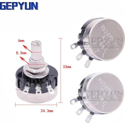1PCS RV24YN20S 103 10K 100K 1M 2K 5K 20K 50K 200K 500K 200 500 1K 250K ohm Gepyun Potentiometer