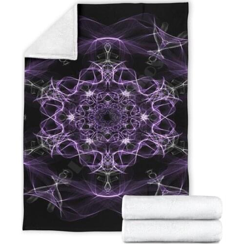 Purple Chakra 3D printed Sherpa Blanket on Bed Home Textiles Dreamlike HOME ACCESSORIES Drop shipping