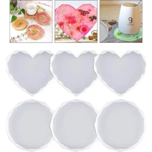 Resin Silicone Molds Heart-shaped Round Coaster Epoxy Molds Resin Casting Molds for Making Coasters DIY Resin Artwork