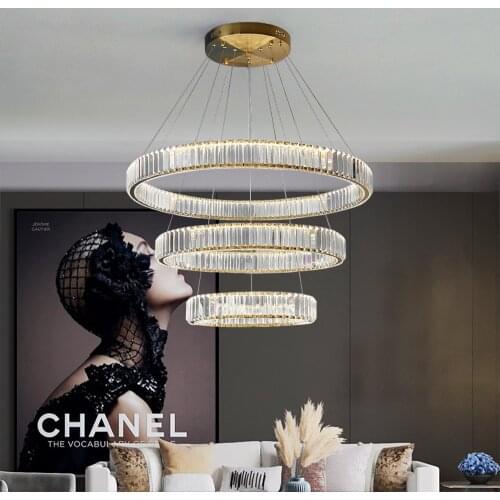 Luxury Crystal Chandelier Lighting for Living room Cristal Round Staircase Chandelier Brief Design Hanging lamp Lights Lustre