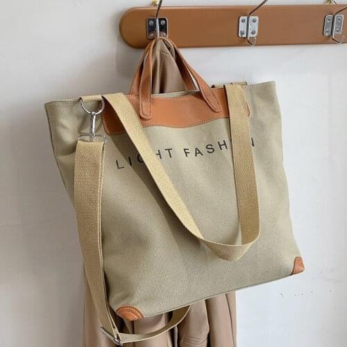 Khaki Handbag for Women 2021 Luxury Handbags Canvas Tote Lady Crossbody Shoulder Bag Shopper High Capacity Big Shopping Bags