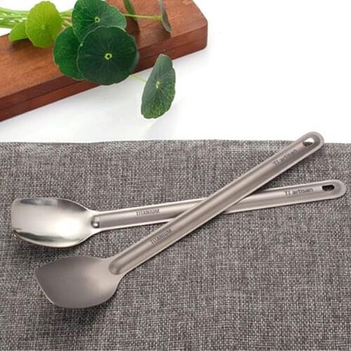 225mm Long Handle Titanium Spoon Outdoor Camping Hiking Picnic EDC Titanium Tableware Christmas Party Supplies