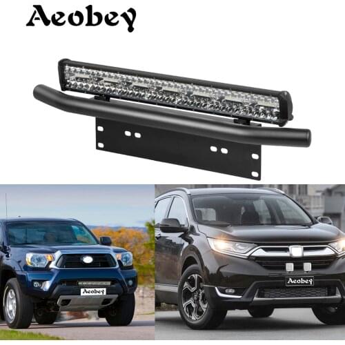 Universal Bull Bar Front Bumper License Plate Log Light Mount Bracket SUV Lamp Holder Off Road LED Light Bar Aluminum
