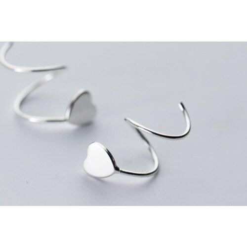 MloveAcc 100% 925 Sterling Silver Women Small Heart Ear Bones Ear Buckle Stud Earrings Mini Earring