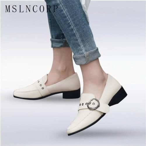 Plus size 34-43 Soft Leather Oxford Shoes Flats Fashion Women Shoes Buckle Casual Moccasins Loafers Ladies Shoes zapatos mujer