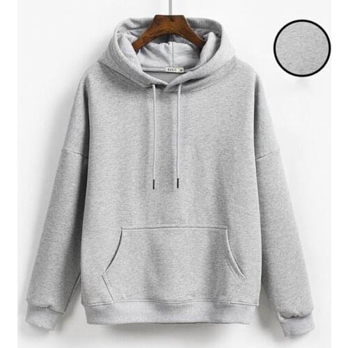Womens and Mens Hooded Top Spring and Autumn Long Sleeve Top for Couple Pure Color Hedging Casual Comfortable Loose Top