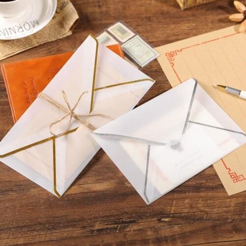 10 Pieces / Pack Gilded Sulfuric Acid Transparent Envelope Creative Retro Hand Diy Envelope Wedding Business Party Invitation