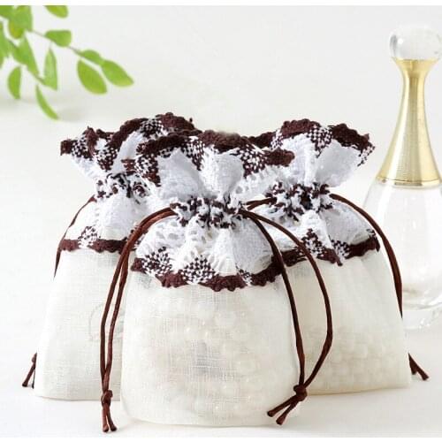 12PCS Wedding Decoration Candy Box Lace Flower Bag Candy Bag Gift Box Baby Shower Favor Bag Party Supply