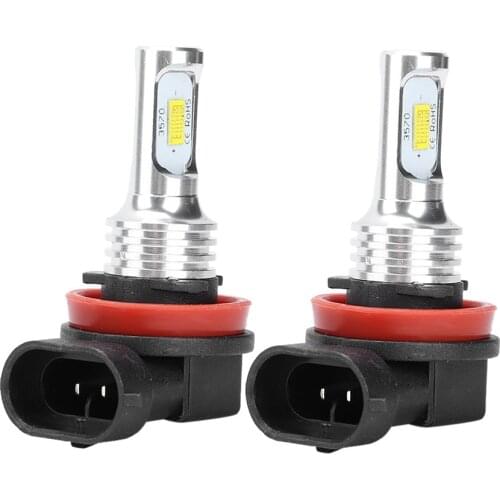 2pcs Aluminum Shell H8 H11 80W 8000K CSP White Fog Light Bulb with Decode 12-24V Universal
