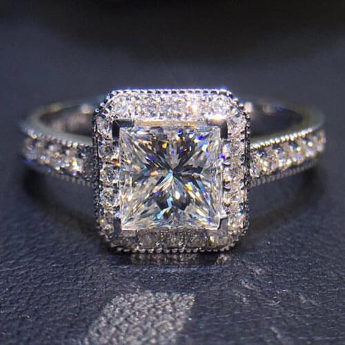 2021 White AAA Cubic Zirconia Square Wedding Rings Classic Female Jewerly Fashion Luxury Crystal Engagement Ring for Women
