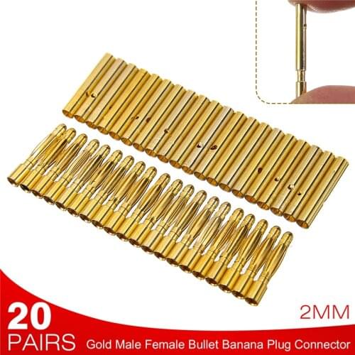 40pcs Newest 2mm Male+Female Bullet Banana Plug Connector For RC Battery ESC High Quality Banana Plugs Adapter