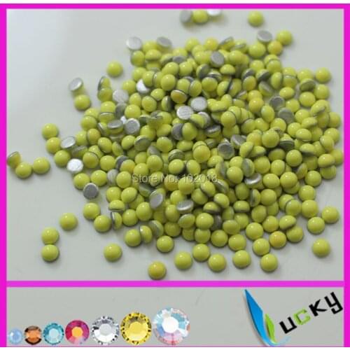 4320PCS 3mm half round shape yellow color hotfix epoxy flat pearl