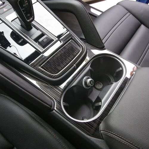 Carbon Fiber Printed Car Water Drink Holder Cover Ashtray Panel Sticker Moulding Trim for Porsche Cayenne 2018 2019 Styling