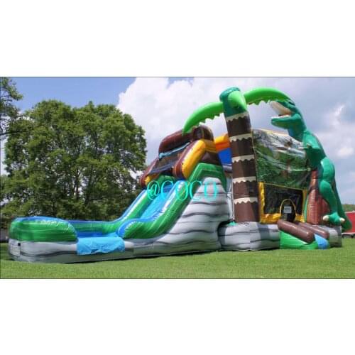 Free ship to sea port, forest inflatable jumper house with slide, dinosaur inflatable bouncy house combos