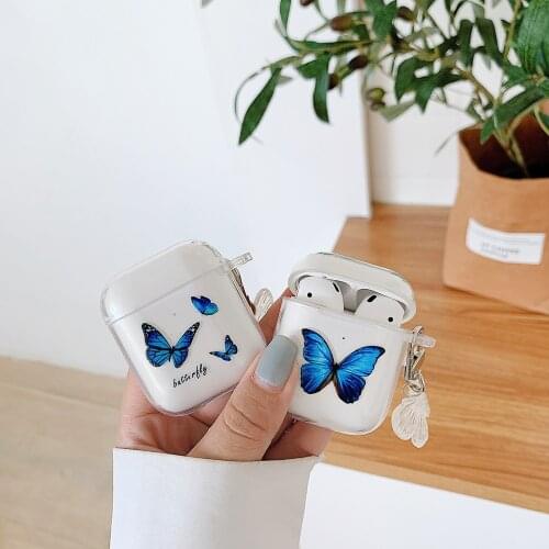 For AirPods 2 Earpods Case Butterfly Clear Wireless Bluetooth Earphone Cases for Apple Airpods Airpod Air Pods 2 1 Cover Fundas