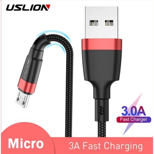 USLION 2m Micro USB Cable 3A Fast Charger For Xiaomi Redmi 4X Note 5a Fast Charger Microusb Data Cable For Samsung S7 Edge J7