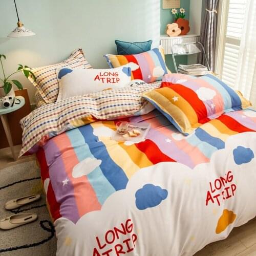 Rainbow Bedding Set Printed 2021 New Bed Linen Sheet Plaid Duvet Cover Single Double Queen King Quilt Covers Sets Bedclothes