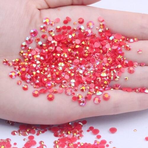 Resin Rhinestones Red AB Color For Nails Art 2mm-6mm 10000-50000pcs Glue On Beads DIY Beauty Wedding Dress Decoration