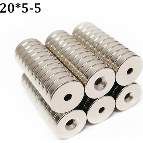 3/5/10/15 Pcs 20x5-5 mm Round NdFeB Neodymium Magnet N35 Super Powerful Small imanes Permanent Magnetic Disc 20x5 Hole 5 mm