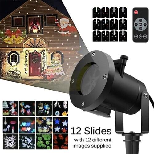 12 Patterns Laser Projector lamp Christmas Decoration Moving LED Stage Light Waterproof Outdoor Landscape Garden Projector Lamp
