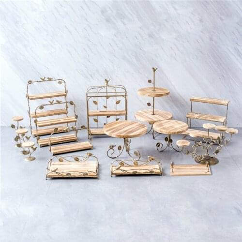 Nordic style Retro metal Wooden Cake stand iron Cake display tray Dessert table Wedding holiday party arrangement decoration