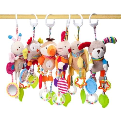 New cute and soft Cartoon Animal Hanging Bed bell Baby Toys Gum Car Hanger