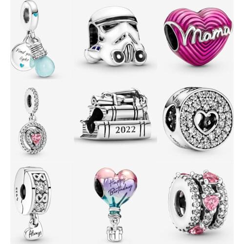 2020 Real 925 Sterling Silver Air Balloon Hanging Charm Pendant Charm Fit pandora Bracelet Necklace Dangle Charm DIY Jewelry