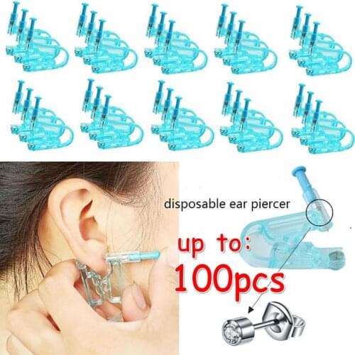 100-50-10Pcs Disposable Painless Ear Piercing Healthy Sterile Puncture Tool Without Inflammation for Earrings Ear Piercing Gun