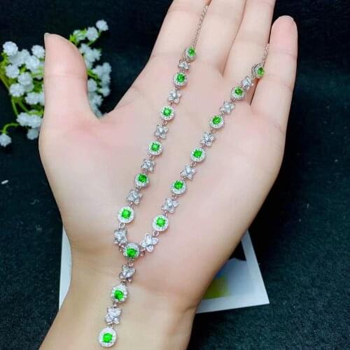 Natural diopside necklace, popular party jewelry, 925 silver design, exquisite and creative