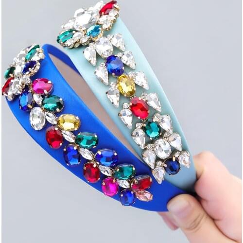 Pauli Manfi 2021 New Glass Flower Headband Womens Creative Fashion Hair Band Headband Party Accessories