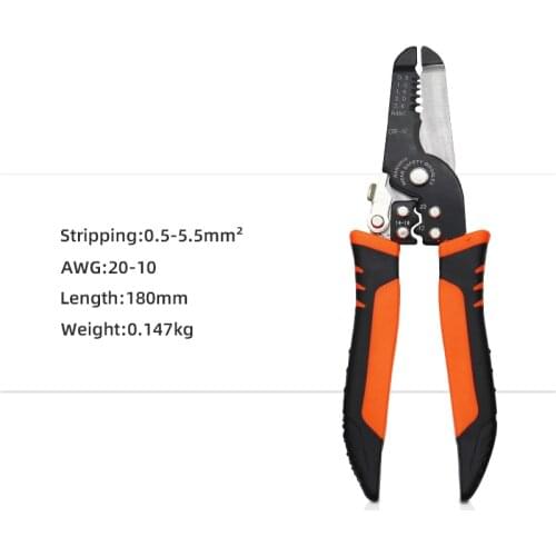 Precision Multifunction Wire Stripper 7inch Wire Cutting Stripping Tool with Build-in Wire Cutter Pliers for 10-22 AWG Stranded