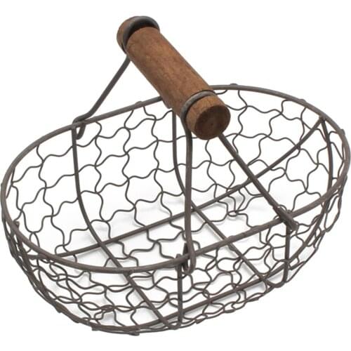 Durable Iron Bread Basket Antique Metal Storage Basket Food Container Fruit Vegetable Basket Storage Tray Kitchen Organizer
