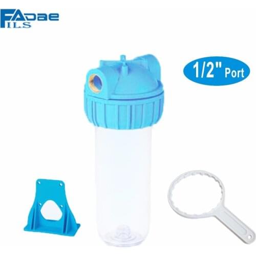 Transparent 2.5 x 10 Inch Water Filter Housing ,inlet&outlet 1/2-inch Port with mounting Bracket and Wrench