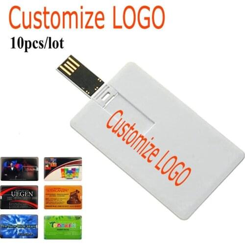 Real Capacity 10pcs/lot Logo Free Credit Card Usb Flash Drive Memory Stick 4GB 8GB 16GB 32GB 64GB top quality Pendrive good gift