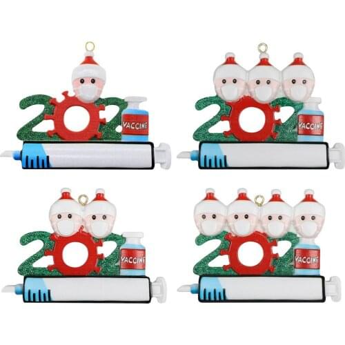 2021 1-4 People Christmas Ornament Christmas Tree Resin Decorative Pendant Holidays Decor For Door Room