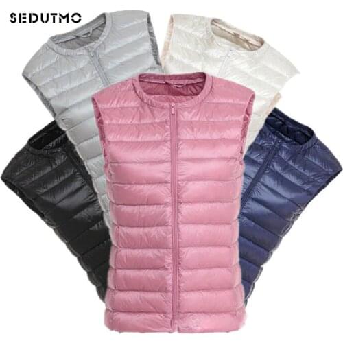 SEDUTMO 2018 Spring Ultra Light Duck Womens Down Jackets Plus Size 3XL Vest Winter Down Coat Short Puffer Jacket Waistcoat ED126