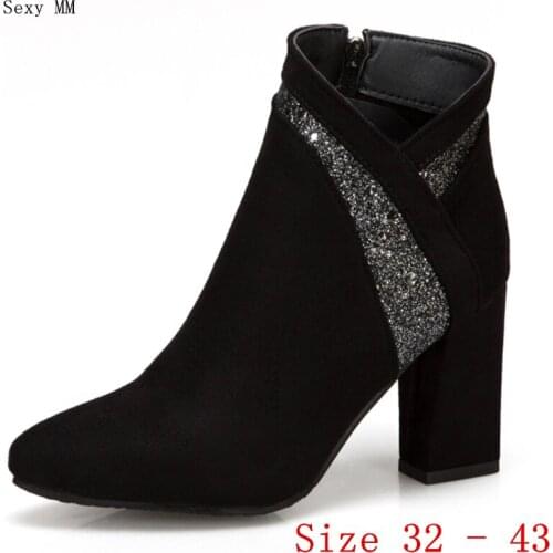 Spring Autumn High Heels Women Ankle Boots High Heel Shoes Woman Short Boots Small Plus Size 32 - 43