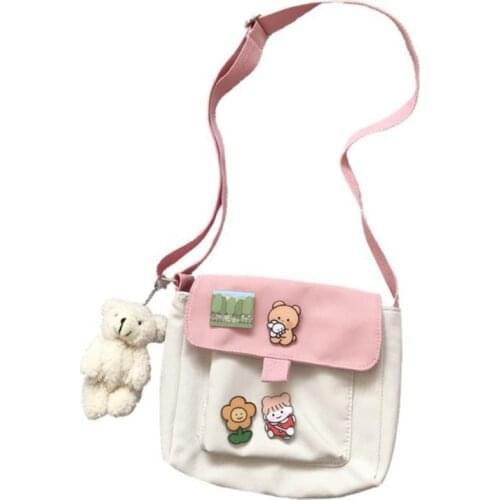 Shopping Bags Women Sweet Kawaii Printed Canvas Leisure Daily Shop Bag Crossbody Shoulder Satchel Purse New