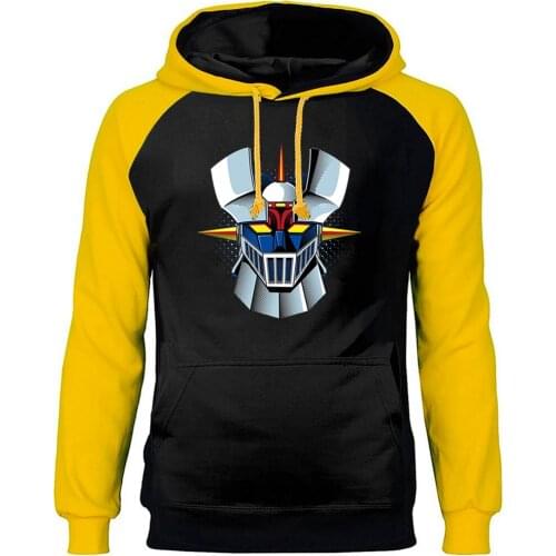 Mazinger Z Japanese Anime Raglan Hoodies Brand Sweatshirt Mens Crewneck Tracksuit Autumn Winter Pullovers Harajuku Streetwear