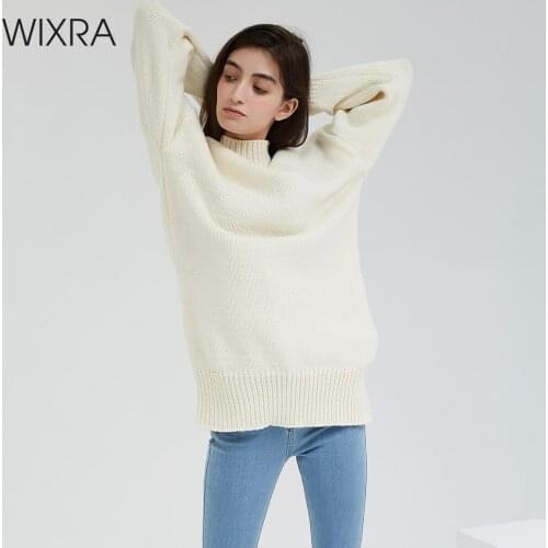 Wixra Women Knitting Sweater Pullovers Ladies Long Sleeve Tops Turtleneck Knitted Sweaters Casual Streetwear 2019 Autumn Winter