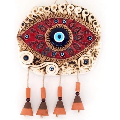 Wind Chime Evil Eye Beaded Ceramic Red Wall Ornament very special decoration for smart consumer