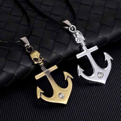 Vintage Silver Brass Color Metal Anchor Pendant Mens Gift Punk Jewelry Fashion Statement Choker Necklace Dropshipping Collier