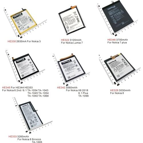 HE322 HE328 HE330 HE333 HE342 HE344 HE345 HE353 HE346 Battery For Nokia 3 6 7 8 Sirocco X6 6.1 Plus Lumia 7 7plus Batteries