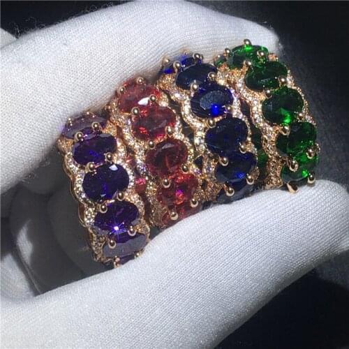 Vecalon 4 colors Statement ring Rose Gold Filled 925 silver Ring AAAAA Cz Party Wedding band rings for women Finger Jewelry