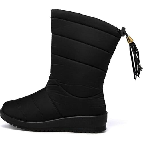 Winter Boots 2021 Women Winter Shoes Mid-Calf Snow Boots Wedges Warm Fur Female Boots Women shoes
