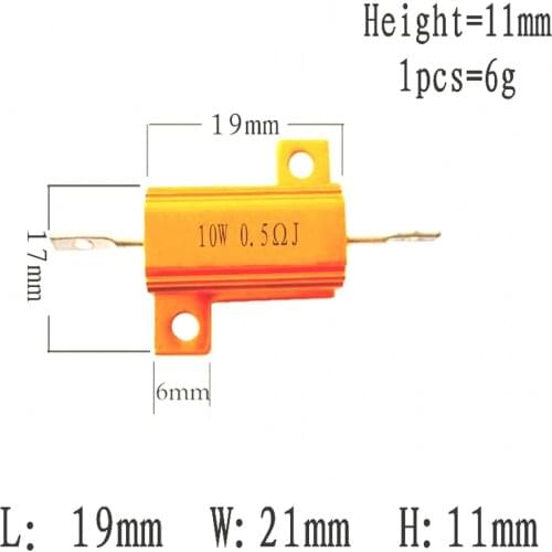 10pcs 10W RX24 Aluminum Shell Case Wirewound Resistor 1R 2R 3R 4R 5R 6R 8R 10R 15R 20R 50R 100R 1K 5K 10K Power Metal Resistor